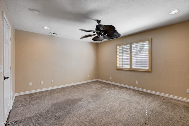 6117 Foxcroft Ave, Las Vegas, NV 89108 - empty room featuring a ceiling fan, carpet, a smoke detector, baseboards, and a textured ceiling