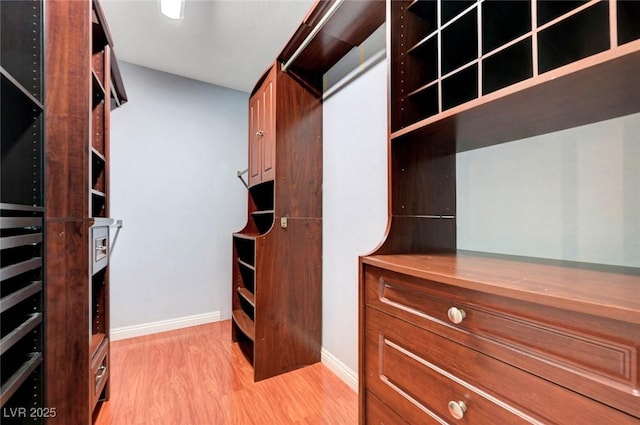 walk in closet featuring light wood finished floors
