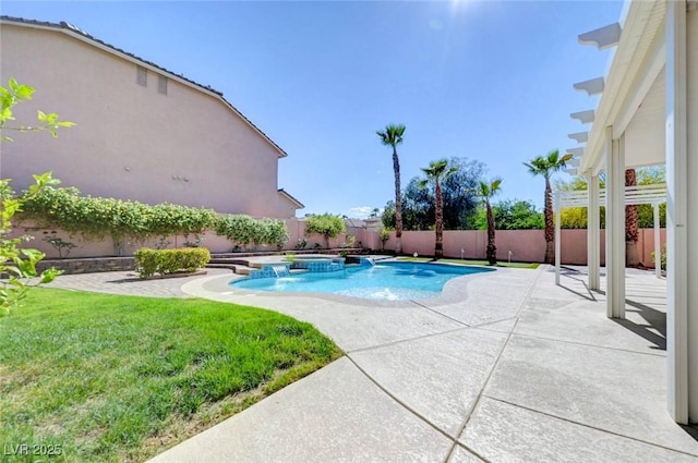 view of pool with a patio and a pool with connected hot tub