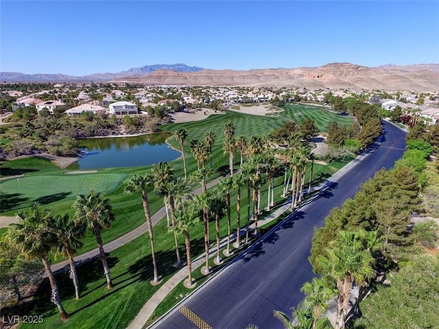 281 Powerbilt Ave, Las Vegas, NV 89148 - aerial view of property and surrounding area with a water and mountain view, nearby suburban area, and a golf club