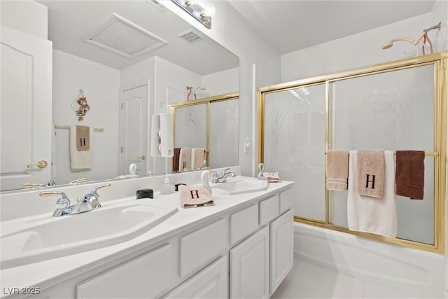 6141 Markleham Ave, Las Vegas, NV 89130 - full bath with bath / shower combo with glass door and double vanity