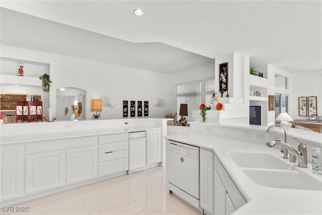 6141 Markleham Ave, Las Vegas, NV 89130 - kitchen featuring dishwasher, open floor plan, light countertops, white cabinetry, and recessed lighting