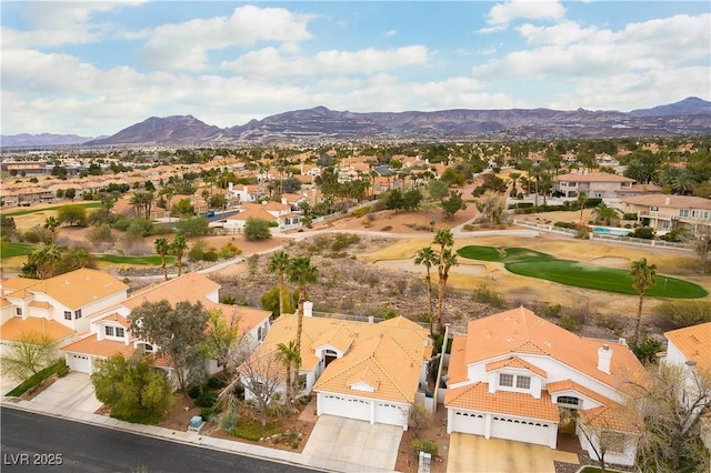 1933 Davina St, Henderson, NV 89074 - aerial view of residential area featuring a mountain backdrop and a golf course
