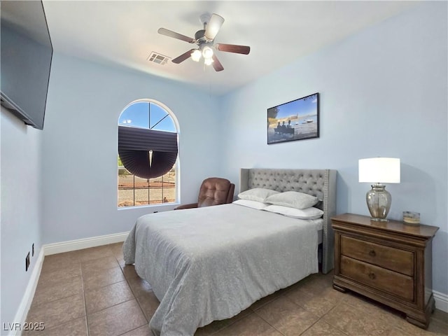 3780 Shawnee Ave, Pahrump, NV 89048 - tiled bedroom with baseboards and a ceiling fan