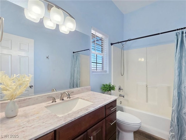 3780 Shawnee Ave, Pahrump, NV 89048 - full bath featuring shower / bath combo with shower curtain, toilet, and vanity