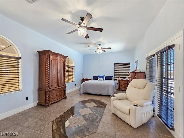 3780 Shawnee Ave, Pahrump, NV 89048 - bedroom with tile patterned flooring, baseboards, and ceiling fan