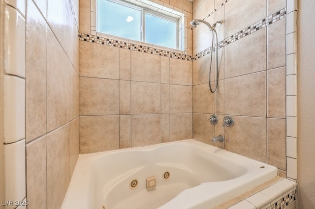 full bath with a combined bath / shower with jetted tub