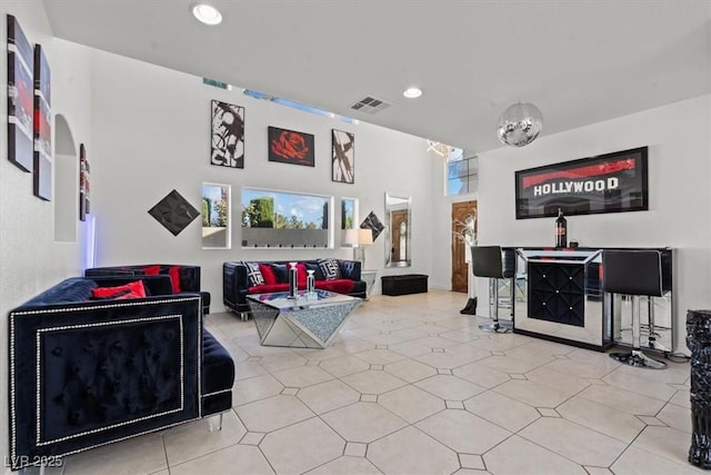common area with recessed lighting