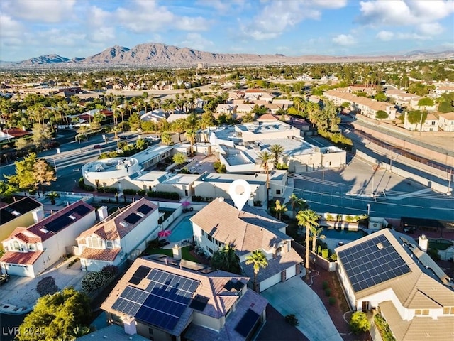 aerial perspective of suburban area with mountains
