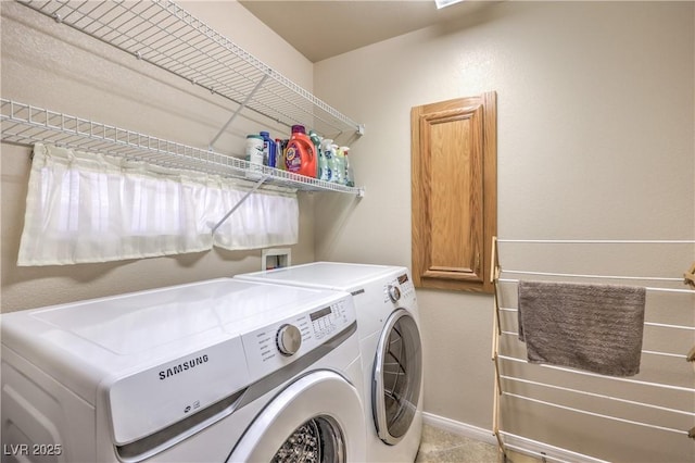 6559 Musette Ave, Las Vegas, NV 89139 - clothes washing area featuring separate washer and dryer and baseboards