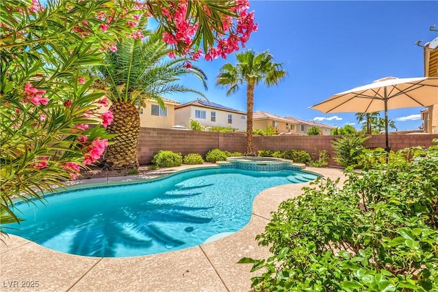 6559 Musette Ave, Las Vegas, NV 89139 - view of swimming pool featuring a fenced backyard and a pool with connected hot tub