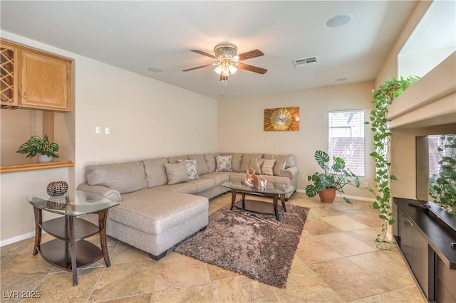6559 Musette Ave, Las Vegas, NV 89139 - living area featuring baseboards and ceiling fan