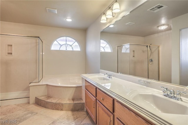 6559 Musette Ave, Las Vegas, NV 89139 - full bathroom with a stall shower, a garden tub, and double vanity