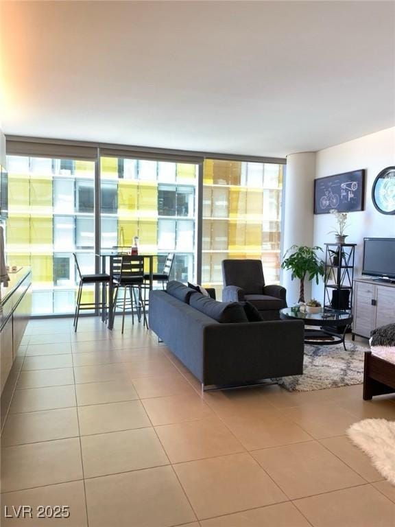 view of tiled living room