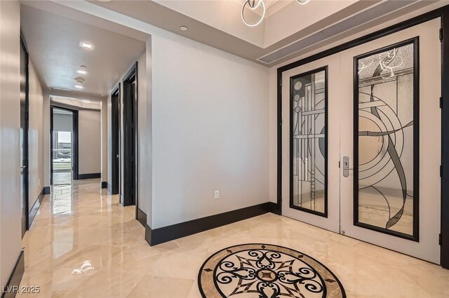 2777 Paradise Rd Unit 2701Ph, Las Vegas, NV 89109 - foyer entrance with light marble finish floors, french doors, and recessed lighting
