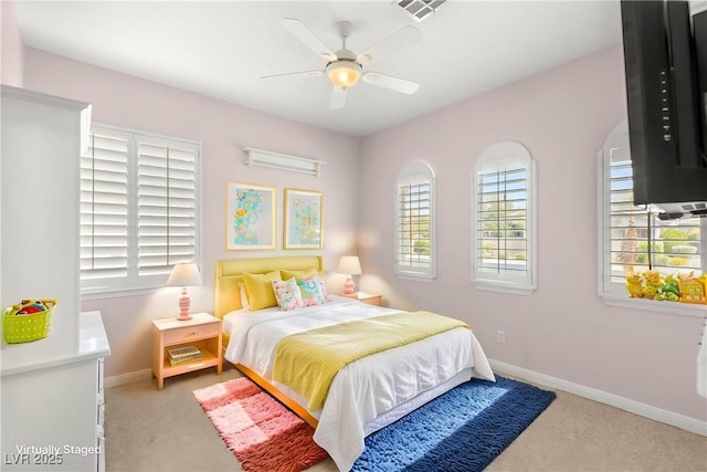 215 Great Gable Dr, Las Vegas, NV 89183 - bedroom featuring light colored carpet, baseboards, and ceiling fan