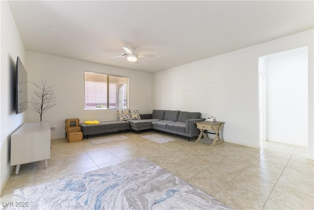 10742 Cowlite Ave, Las Vegas, NV 89166 - living area with light tile patterned floors and ceiling fan