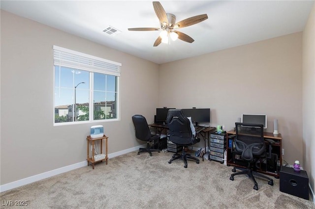 8873 Howell St, Las Vegas, NV 89166 - carpeted home office with a ceiling fan and baseboards