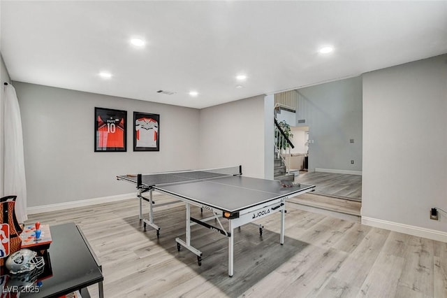 2224 Lucerne Ct, Henderson, NV 89014 - rec room featuring baseboards, recessed lighting, and light wood-style floors