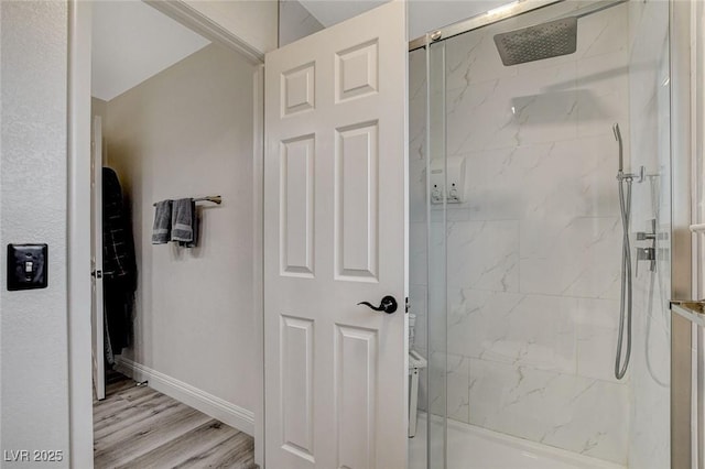 2224 Lucerne Ct, Henderson, NV 89014 - full bath featuring a marble finish shower, wood finished floors, and baseboards