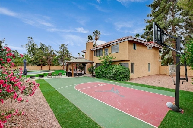 2224 Lucerne Ct, Henderson, NV 89014 - view of basketball court featuring a gazebo, fence, and community basketball court