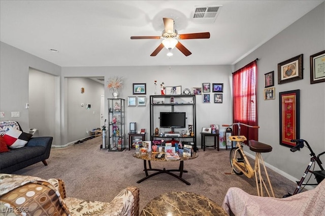 3708 Fuselier Dr, North Las Vegas, NV 89032 - living area with a ceiling fan, carpet floors, and baseboards