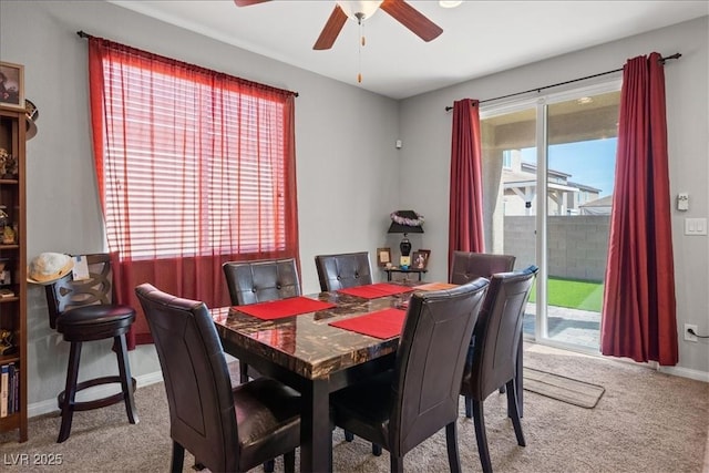 3708 Fuselier Dr, North Las Vegas, NV 89032 - dining room featuring carpet, ceiling fan, and baseboards