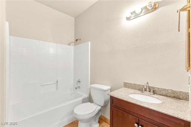 4830 Grey Wolf Ln Unit 104, Las Vegas, NV 89149 - bathroom with toilet, shower / bathtub combination, vanity, and a textured wall