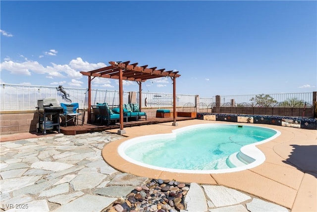2822 La Palma Dr, Laughlin, NV 89029 - view of swimming pool featuring a pergola, a fenced backyard, and a patio