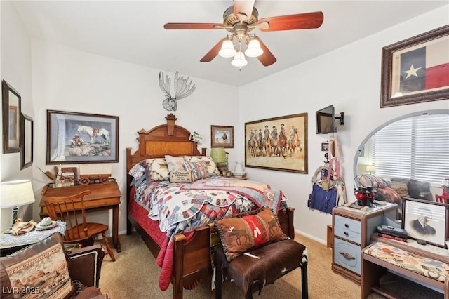 7301 Heggie Ave, Las Vegas, NV 89131 - bedroom with light carpet, baseboards, and ceiling fan