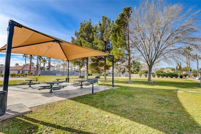view of community with a lawn
