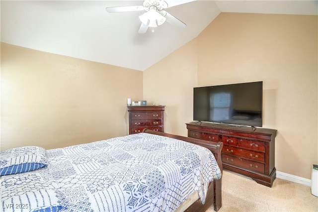 824 Schooner Dr, Henderson, NV 89015 - carpeted bedroom featuring vaulted ceiling and ceiling fan