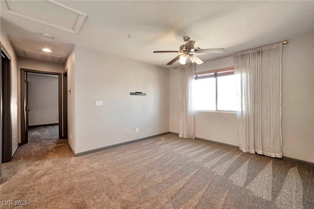5740 Winter Cherry St, Las Vegas, NV 89130 - carpeted empty room with attic access, a ceiling fan, baseboards, recessed lighting, and a smoke detector