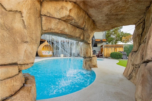 200 E Desert Rose Dr, Henderson, NV 89015 - view of swimming pool with fence, a patio, and stairway