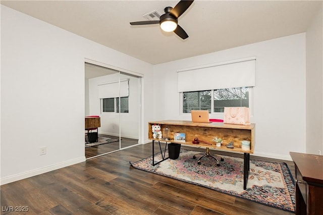 200 E Desert Rose Dr, Henderson, NV 89015 - home office with ceiling fan, wood finished floors, and baseboards