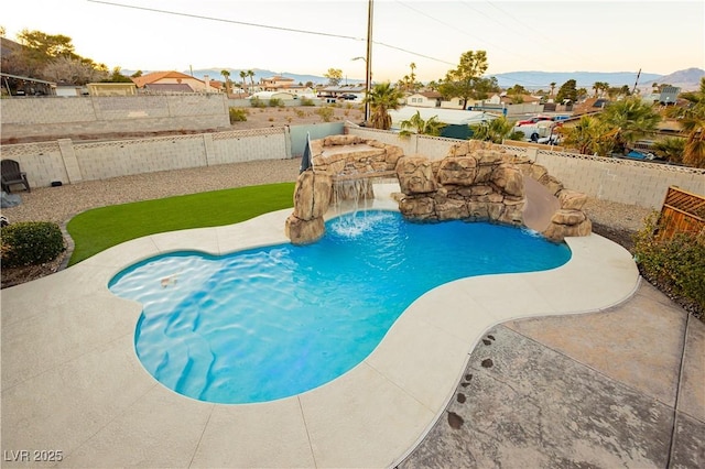 200 E Desert Rose Dr, Henderson, NV 89015 - view of pool featuring a fenced backyard, a mountain view, and a residential view