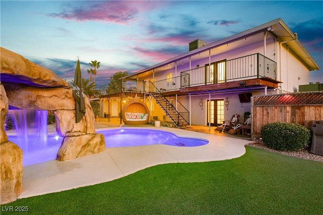 200 E Desert Rose Dr, Henderson, NV 89015 - back of house with french doors, stairs, a yard, a patio area, and a deck