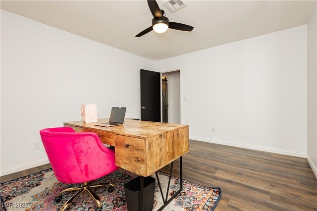 200 E Desert Rose Dr, Henderson, NV 89015 - office space featuring a ceiling fan, wood finished floors, and baseboards