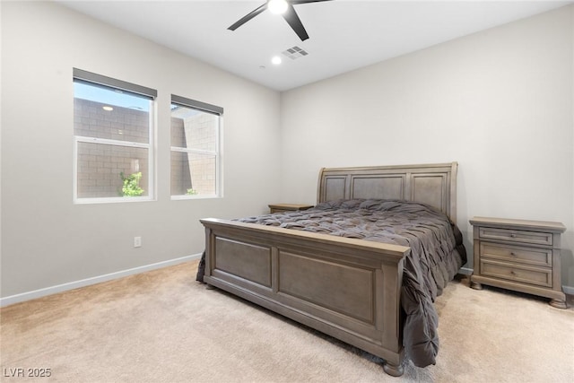 8929 Cassia Winds St, Las Vegas, NV 89166 - bedroom featuring light colored carpet, baseboards, a ceiling fan, and recessed lighting