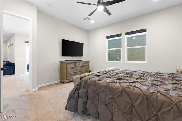 8929 Cassia Winds St, Las Vegas, NV 89166 - bedroom with light carpet, baseboards, and ceiling fan