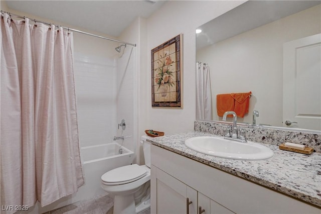 387 Larksong Ave, Henderson, NV 89011 - bathroom with toilet, vanity, and shower / tub combo with curtain