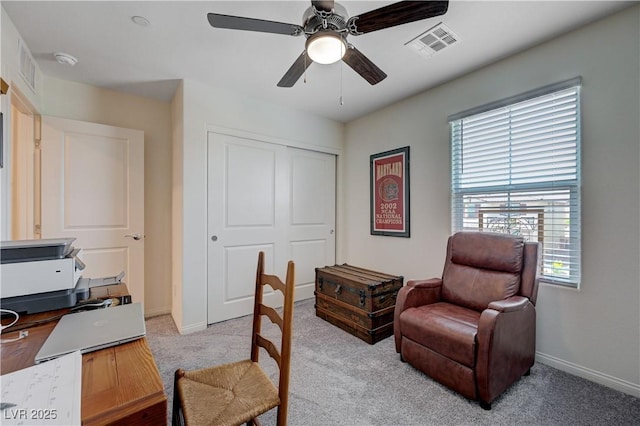 387 Larksong Ave, Henderson, NV 89011 - office with light colored carpet and a ceiling fan