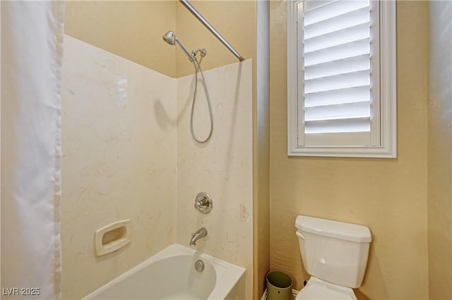 full bath with toilet and shower / washtub combination