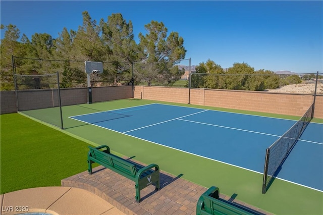8228 Fulton Ranch St, Las Vegas, NV 89131 - view of tennis court with basketball hoop