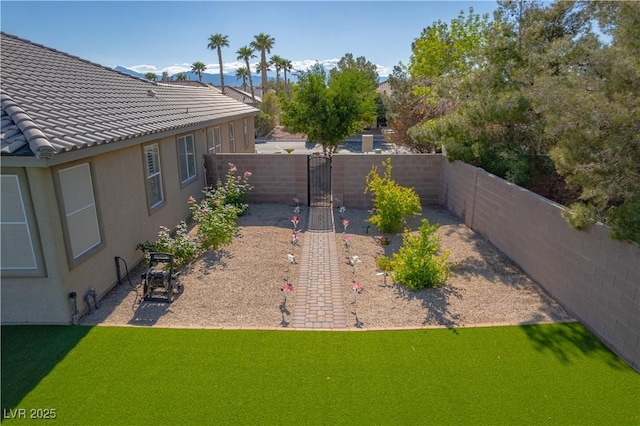 view of yard featuring a gate