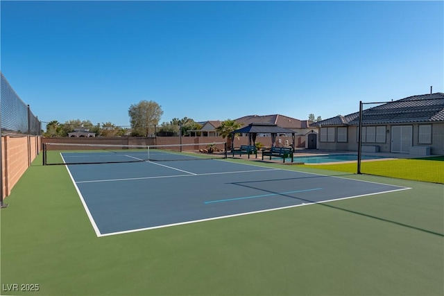 8228 Fulton Ranch St, Las Vegas, NV 89131 - view of tennis court featuring a gazebo and community basketball court