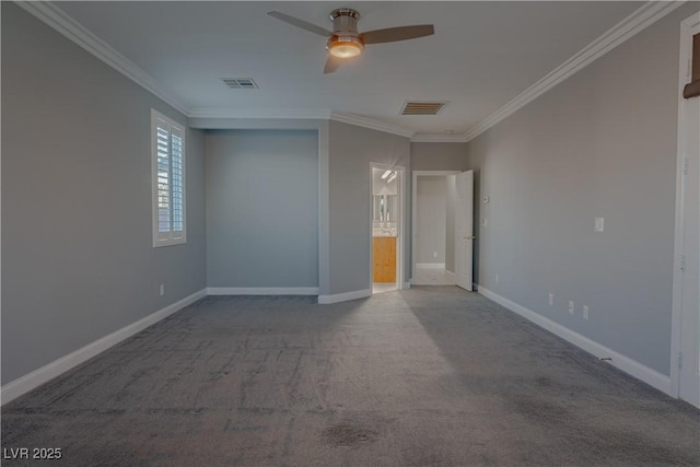 8228 Fulton Ranch St, Las Vegas, NV 89131 - unfurnished bedroom featuring crown molding, carpet floors, ceiling fan, and connected bathroom