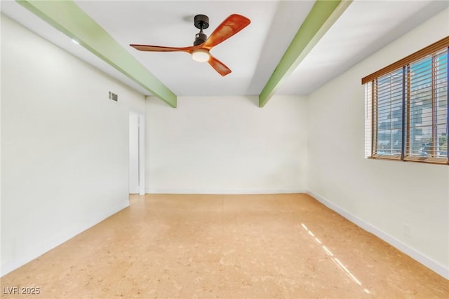 1679 Raindance Way, Las Vegas, NV 89169 - unfurnished room featuring beam ceiling, a ceiling fan, and baseboards