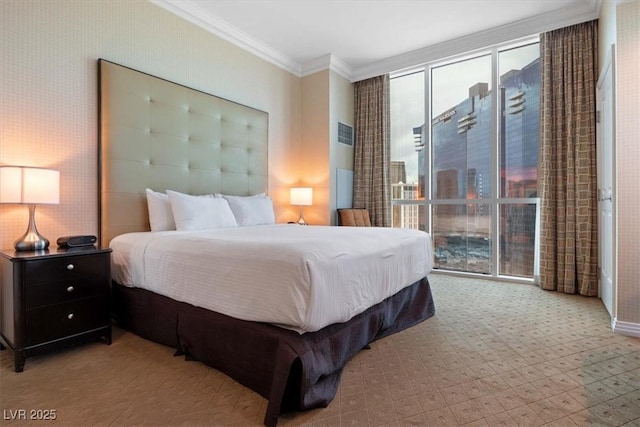 125 E Harmon Ave Unit 321, Las Vegas, NV 89109 - bedroom featuring ornamental molding and carpet floors