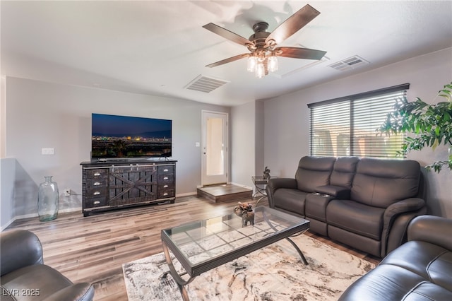4650 Ranch House Rd Unit 86, North Las Vegas, NV 89031 - living room featuring wood finished floors, baseboards, and ceiling fan